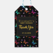 蝶カラフル模様on黒ありがとう ギフトタグ (正面)