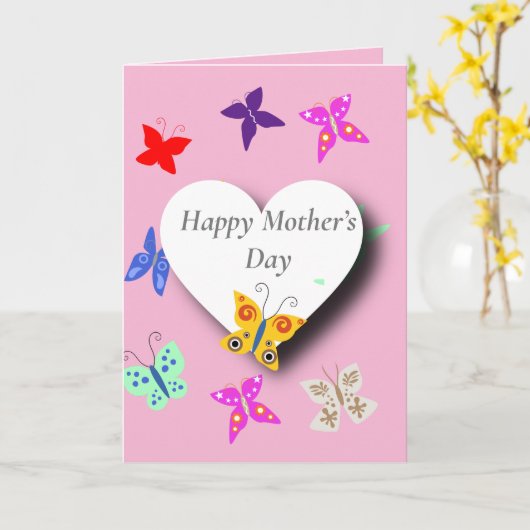 蝶カラフル母の日 カード (黄色い花)
