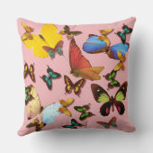 蝶カラフル装飾用クッションピンク背景 クッション (裏面)