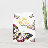 蝶カラフル誕生日カード カード (正面)