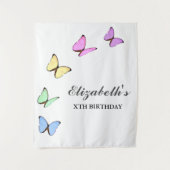 蝶カラフル誕生日 タペストリー (正面)