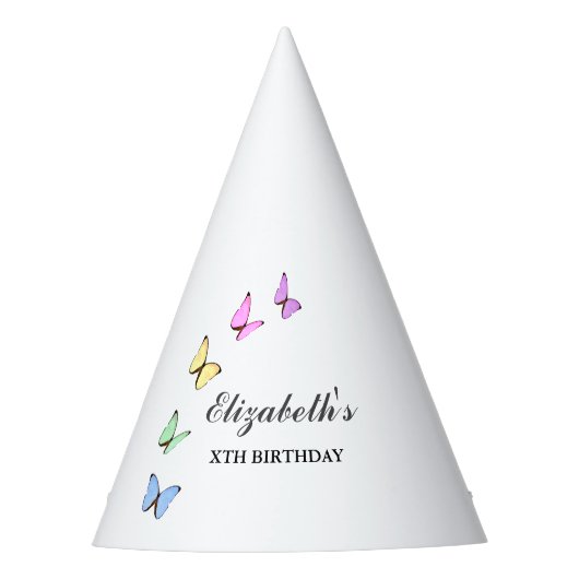 蝶カラフル誕生日 パーティーハット (正面)