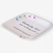 蝶カラフル誕生日 ペーパープレート (傾斜あり)