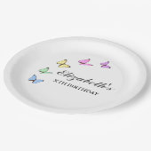 蝶カラフル誕生日 ペーパープレート (アングル)