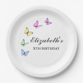 蝶カラフル誕生日 ペーパープレート