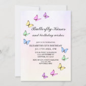 蝶カラフル誕生日 招待状 (正面)