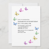 蝶カラフル誕生日 招待状 (正面)