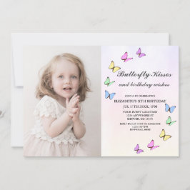 蝶カラフル誕生日 招待状