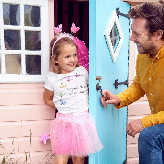 蝶カラフル誕生日 Tシャツ