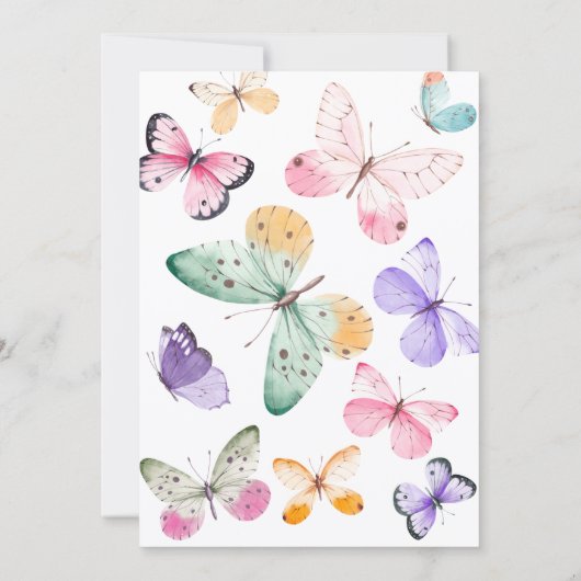 蝶カラフル赤ちゃんシャワー招待状 招待状 (裏面)