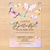 蝶カラフル赤ちゃんシャワー アクリル招待状 (正面)