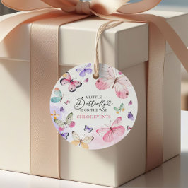 蝶カラフル赤ちゃんシャワー フェイバータグ