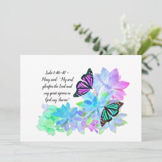 蝶カラフル類と多肉類は神を讃える サンキューカード (スタンド正面)