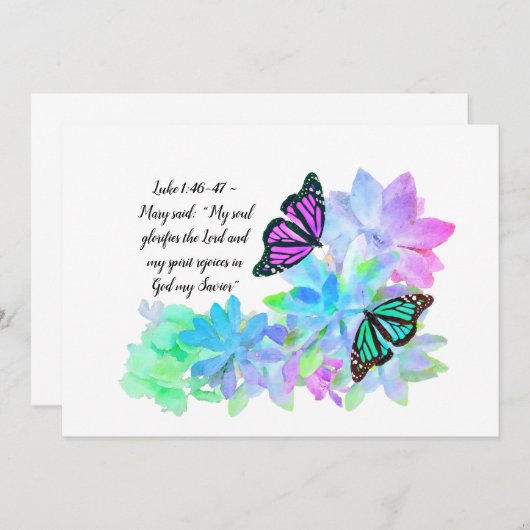 蝶カラフル類と多肉類は神を讃える サンキューカード (正面/裏面)