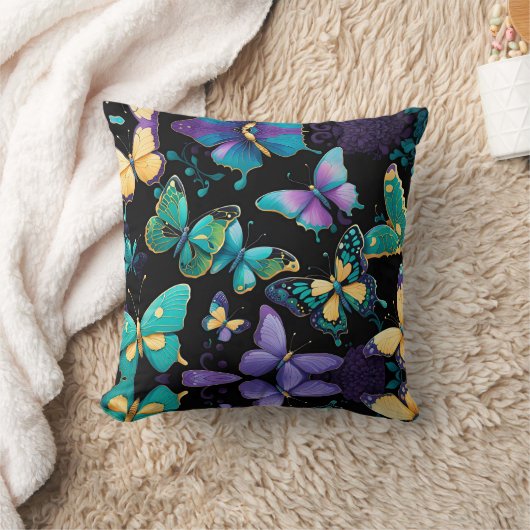 蝶カラフル類 クッション (ブランケット)