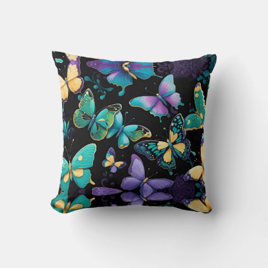 蝶カラフル類 クッション (正面)