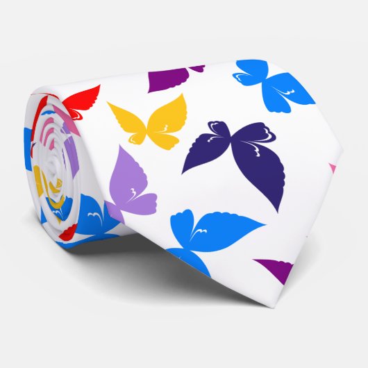 蝶カラフル類 ネクタイ (ロール)