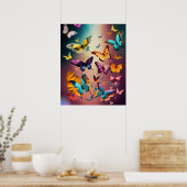 蝶カラフル類 ポスター (キッチン)