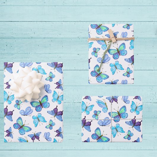 蝶カラフル類 ラッピングペーパーシート