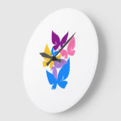 蝶カラフル類 ラージ壁時計 (傾斜)