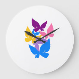 蝶カラフル類 ラージ壁時計