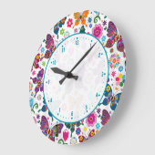 蝶カラフル類 ラージ壁時計 (傾斜)