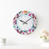 蝶カラフル類 ラージ壁時計 (ホーム)