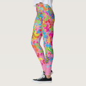 蝶カラフル01.bwピンクBG レギンス (左)