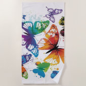 蝶カラフル1 ビーチタオル (正面)