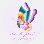 蝶カラフル |ありがとうございます結婚式用シール ラウンドシール (正面)