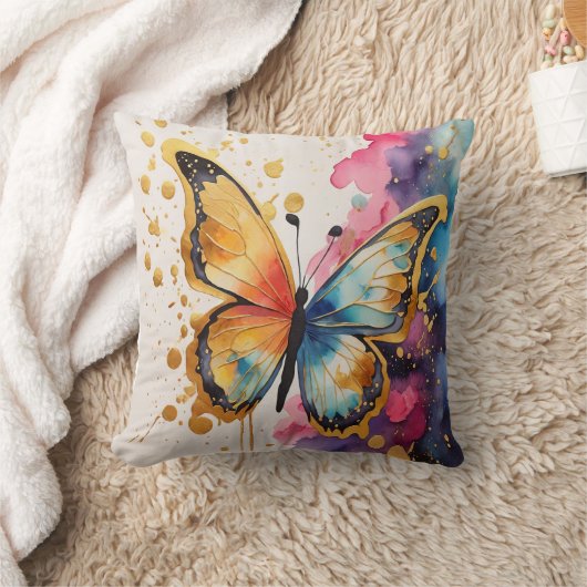 蝶カラフル クッション (ブランケット)