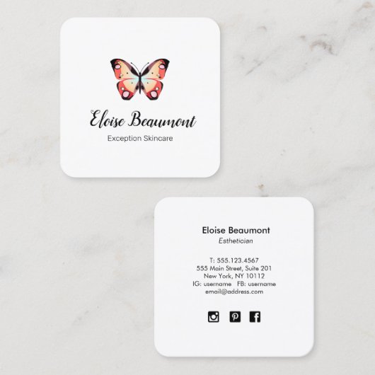 蝶カラフル スクエア名刺 (正面/裏面)