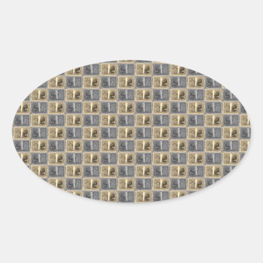 蝶カラフル |フィルタ |ハーフドロップ | 楕円形シール (正面)