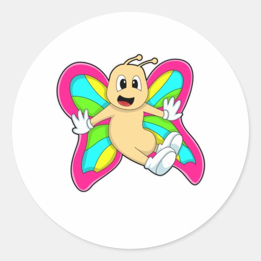 蝶カラフル ラウンドシール (正面)