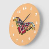 蝶カラフル ラージ壁時計 (傾斜)