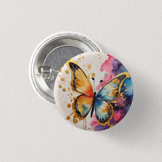 蝶カラフル 缶バッジ (正面&裏面)