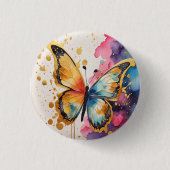 蝶カラフル 缶バッジ (正面)