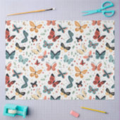 蝶カラフル、花と葉花の模様 薄葉紙 (クラフト)