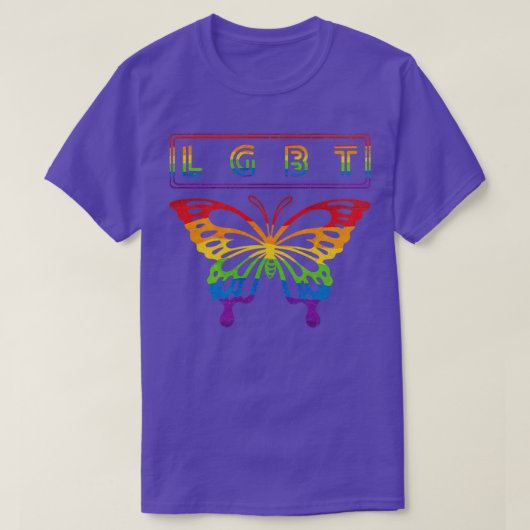 蝶カラフルLGBT Tシャツ (デザイン正面)