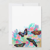 蝶ガーリー花離れ水色誕生日 招待状 (裏面)