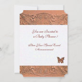 蝶ガール赤ちゃんシャワー付き睡眠児 招待状 (裏面)