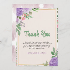 蝶キススミレ花ベビーシャワー サンキューカード