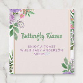 蝶キススミレ花ベビーシャワー フェイバータグ