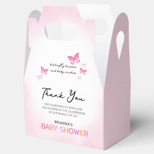 蝶キスピンク赤ちゃんシャワーありがとう フェイバーボックス (オープン)