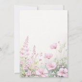 蝶キスピンク野生の花ベビーガールシャワー 招待状 (裏面)