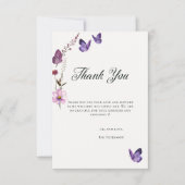 蝶キスワイルドパープルベビーガールシャワー サンキューカード (正面)