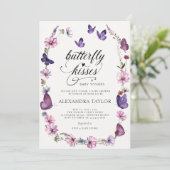 蝶キスワイルドパープルベビーガールシャワー 招待状 (スタンド正面)