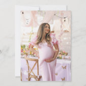 蝶キス赤ちゃんシャワーフローラピンク 招待状 (裏面)