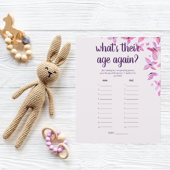 蝶キス赤ちゃんシャワー年齢ゲーム | ピンク (クリエイターアップロード済み)