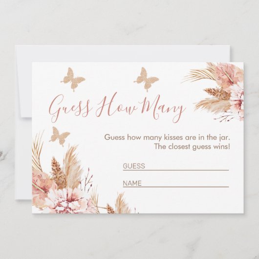 蝶キス赤ちゃんシャワー推測どのようにゲーム 招待状 (正面)